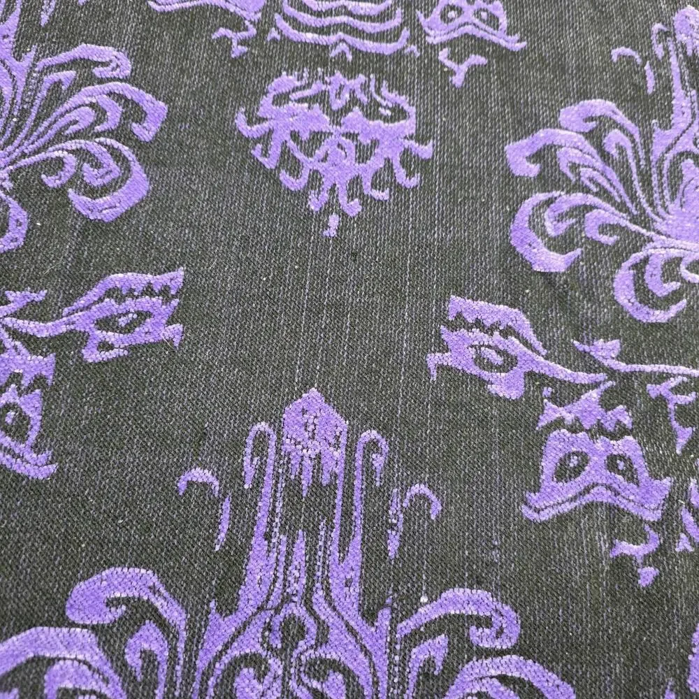 Disney Parks Scarf One Size Purple Black Haunted Mansion Reversible Fringe‎